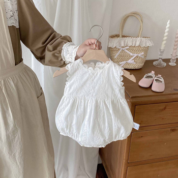 Pamukasti ljetni romper za bebe, bez rukava, za uzrast 1–3 godine, za djevojčice, korejski stil, s dvostrukim zatvaranjem