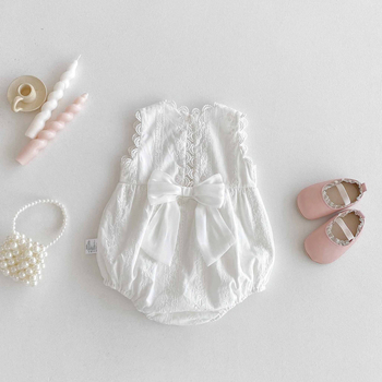 Pamukasti ljetni romper za bebe, bez rukava, za uzrast 1–3 godine, za djevojčice, korejski stil, s dvostrukim zatvaranjem