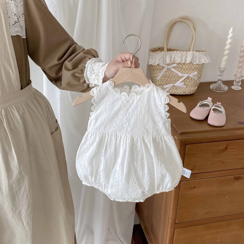 Pamukasti ljetni romper za bebe, bez rukava, za uzrast 1–3 godine, za djevojčice, korejski stil, s dvostrukim zatvaranjem
