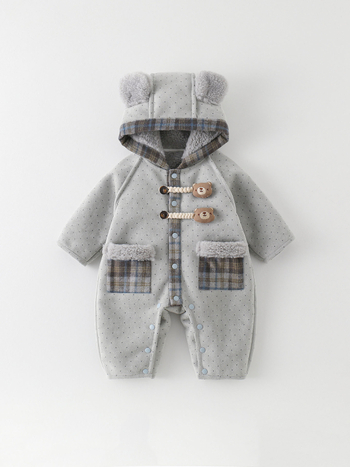 Zimski dječji skafander s kapuljom, debeli flis, unisex, dugi rukavi, glavni materijal poliester 96,6%