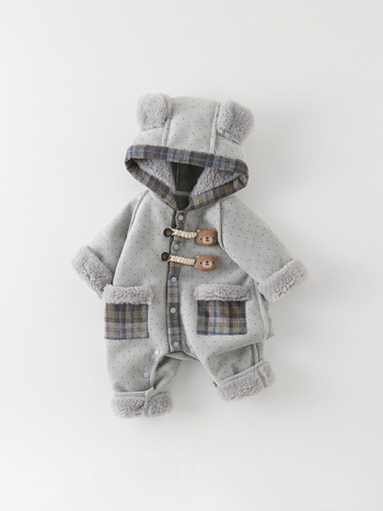 Zimski dječji skafander s kapuljom, debeli flis, unisex, dugi rukavi, glavni materijal poliester 96,6%