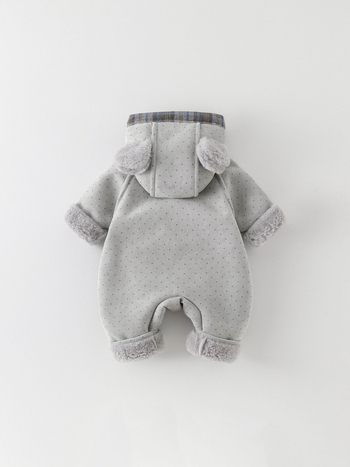 Zimski dječji skafander s kapuljom, debeli flis, unisex, dugi rukavi, glavni materijal poliester 96,6%