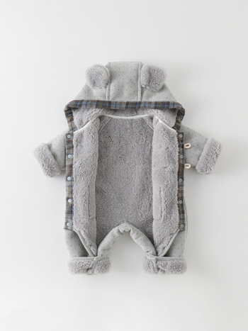 Zimski dječji skafander s kapuljom, debeli flis, unisex, dugi rukavi, glavni materijal poliester 96,6%