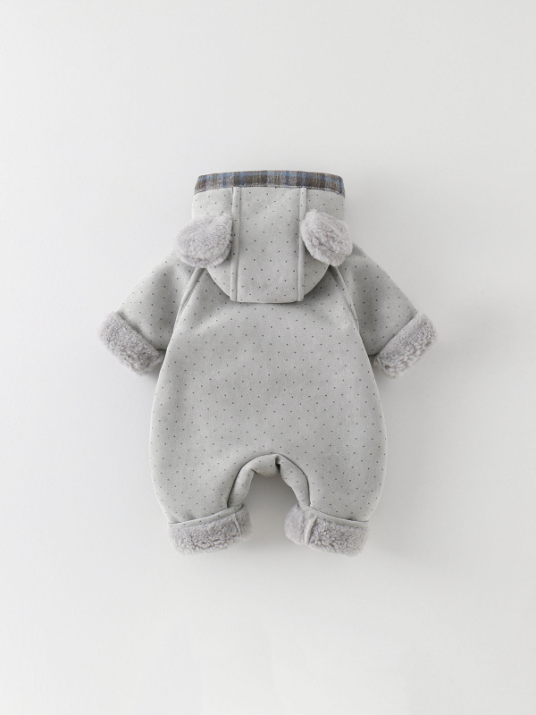 Zimski dječji skafander s kapuljom, debeli flis, unisex, dugi rukavi, glavni materijal poliester 96,6%