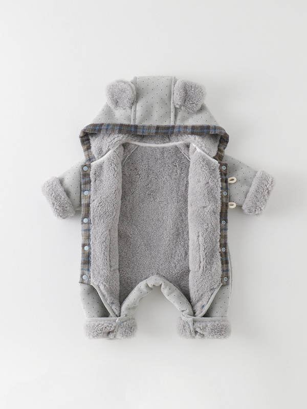 Zimski dječji skafander s kapuljom, debeli flis, unisex, dugi rukavi, glavni materijal poliester 96,6%