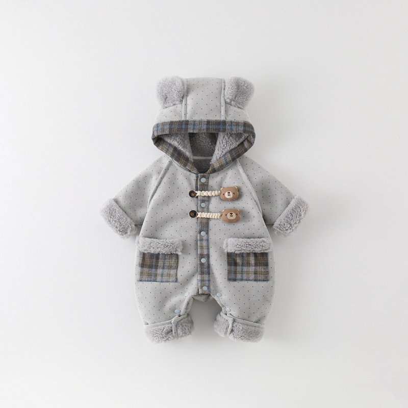 Zimski dječji skafander s kapuljom, debeli flis, unisex, dugi rukavi, glavni materijal poliester 96,6%