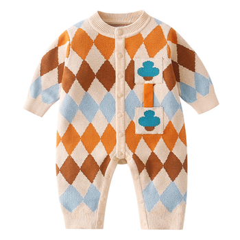 Salopetă din bumbac pentru bebeluți, cu mâneci lungi, într-o singură piesă, pentru toamnă/iarnă, brand Papa Bear