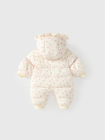 Vlinder salopetă bebe cu fleece din poliester, căptușeală groasă pentru iarnă, fetițe nou-născute, mâneci lungi, glugă, fermoar