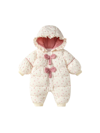 Vlinder salopetă bebe cu fleece din poliester, căptușeală groasă pentru iarnă, fetițe nou-născute, mâneci lungi, glugă, fermoar