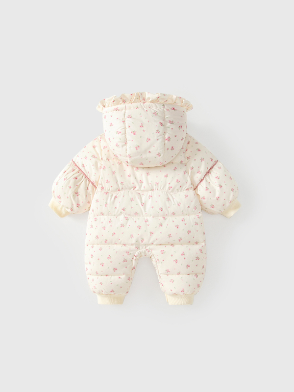 Vlinder salopetă bebe cu fleece din poliester, căptușeală groasă pentru iarnă, fetițe nou-născute, mâneci lungi, glugă, fermoar