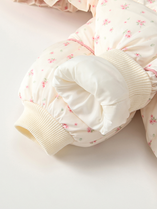 Vlinder salopetă bebe cu fleece din poliester, căptușeală groasă pentru iarnă, fetițe nou-născute, mâneci lungi, glugă, fermoar