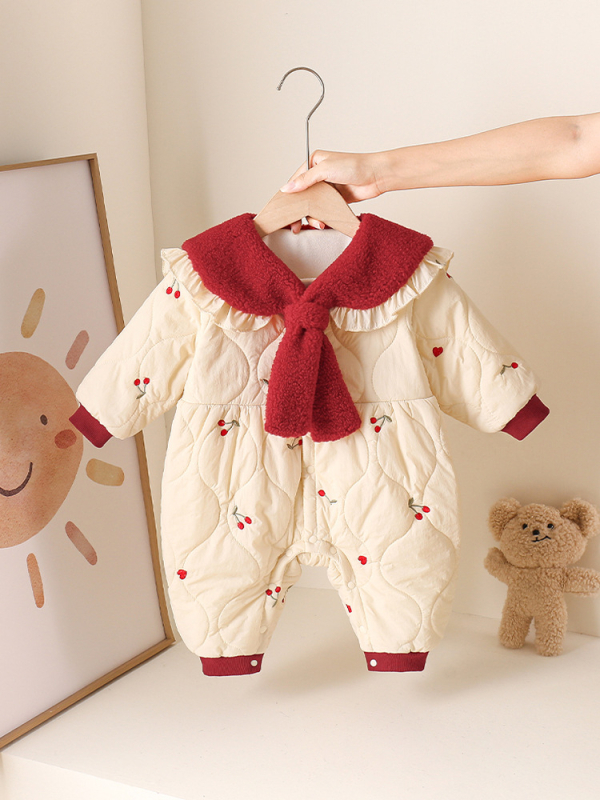 Beba quilted jumpsuit s dugim rukavima, debeli poliester, za novorođenčad, bez kapuljače, zima-jesen