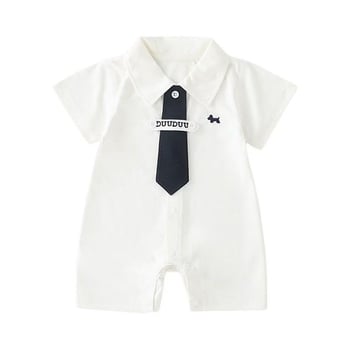 Romper pentru nou-născuți băieți, din bumbac 75%, mâneci scurte, stil coreean, vară