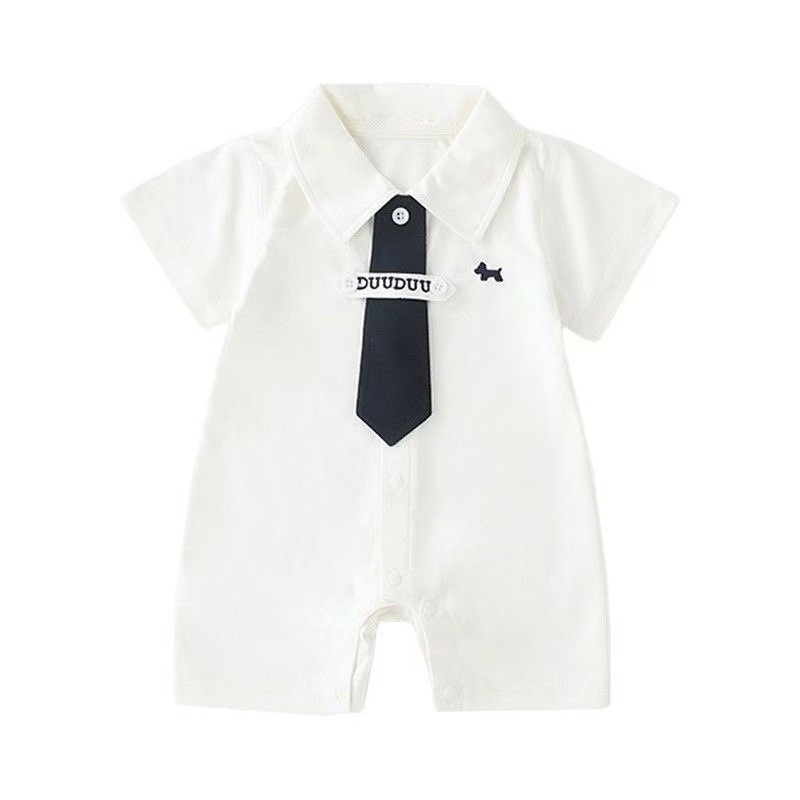 Romper pentru nou-născuți băieți, din bumbac 75%, mâneci scurte, stil coreean, vară