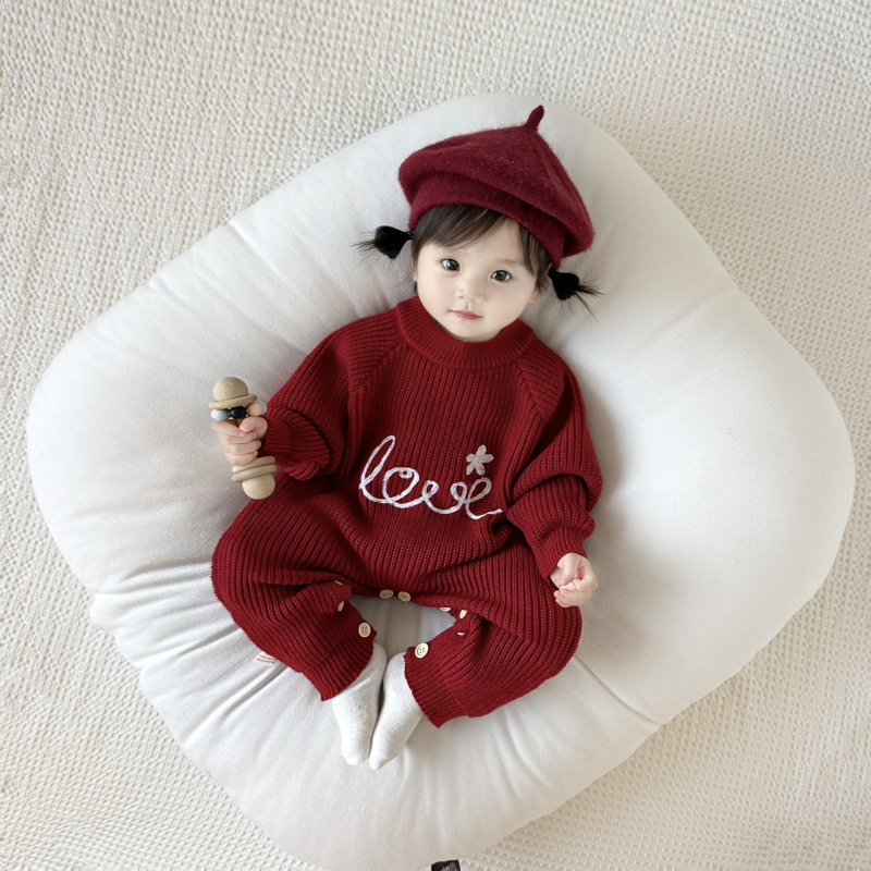 Pleteni bebi kombinezon za jesen-zimu, dugi rukavi, pulover stil, najlon smjesa 35%, za bebe i malu djecu (1–3 godine)