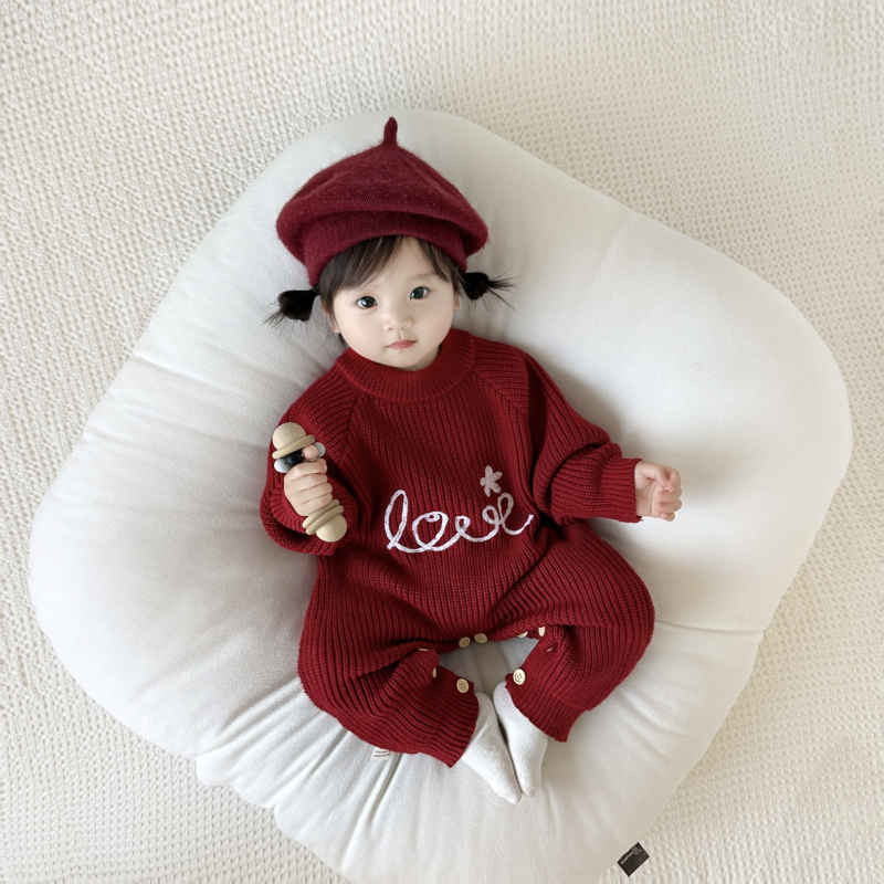 Pleteni bebi kombinezon za jesen-zimu, dugi rukavi, pulover stil, najlon smjesa 35%, za bebe i malu djecu (1–3 godine)