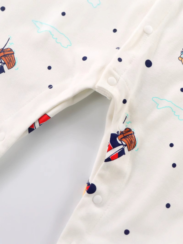 Salopetă unisex pentru nou-născuți, din bumbac 100%, mânecă lungă, închidere cu nasturi în față