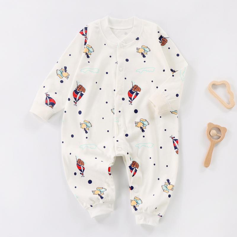 Salopetă unisex pentru nou-născuți, din bumbac 100%, mânecă lungă, închidere cu nasturi în față