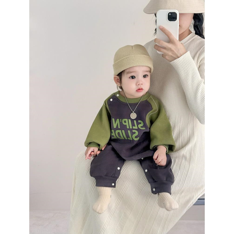 Salopetă din Corduroy pentru nou-născute, căptușită cu fleece, mâneci lungi, pentru fete