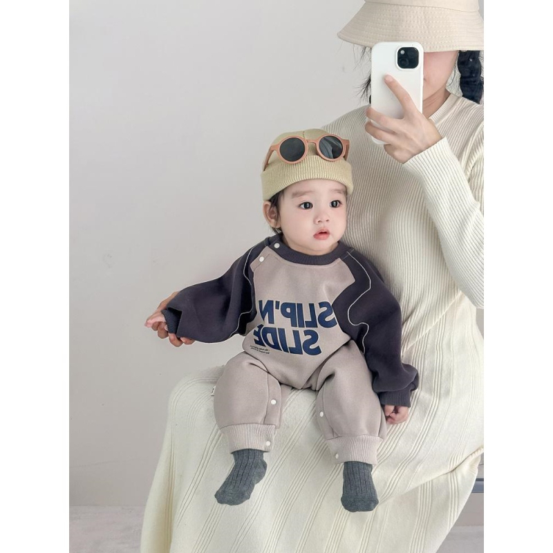 Salopetă din Corduroy pentru nou-născute, căptușită cu fleece, mâneci lungi, pentru fete