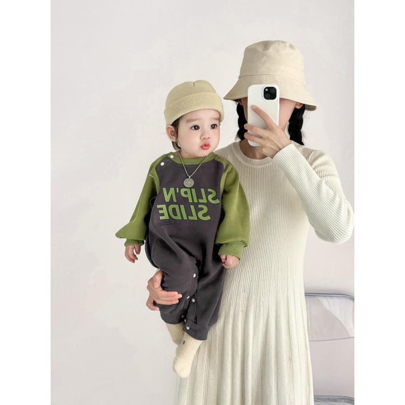 Salopetă din Corduroy pentru nou-născute, căptușită cu fleece, mâneci lungi, pentru fete