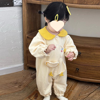 Romp corduroy pentru nou-născuți, mâneci lungi, design pentru târâre, material ușor, primăvara 2025