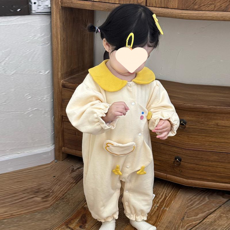 Romp corduroy pentru nou-născuți, mâneci lungi, design pentru târâre, material ușor, primăvara 2025
