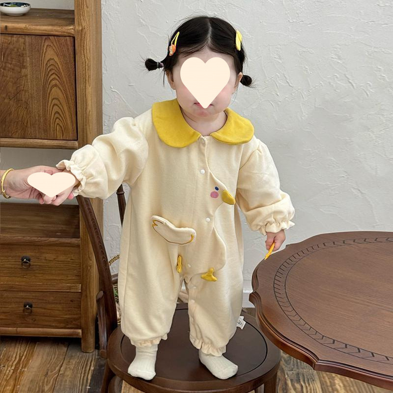 Romp corduroy pentru nou-născuți, mâneci lungi, design pentru târâre, material ușor, primăvara 2025