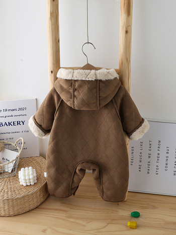 Body de iarnă pentru bebeluși, cu căptușeală fleece, stil coreean, din poliester gros, potrivit pentru sugari și copii 1–3 ani