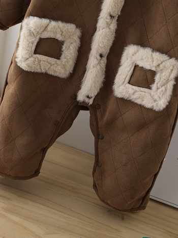 Body de iarnă pentru bebeluși, cu căptușeală fleece, stil coreean, din poliester gros, potrivit pentru sugari și copii 1–3 ani