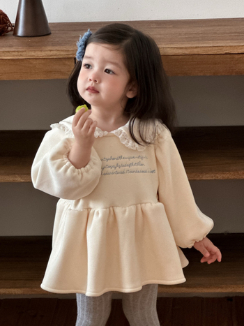 Rochie-romper în stil coreean pentru fetițe, 95% bumbac, material gros, mâneci lungi, stil pulover, iarna 2025