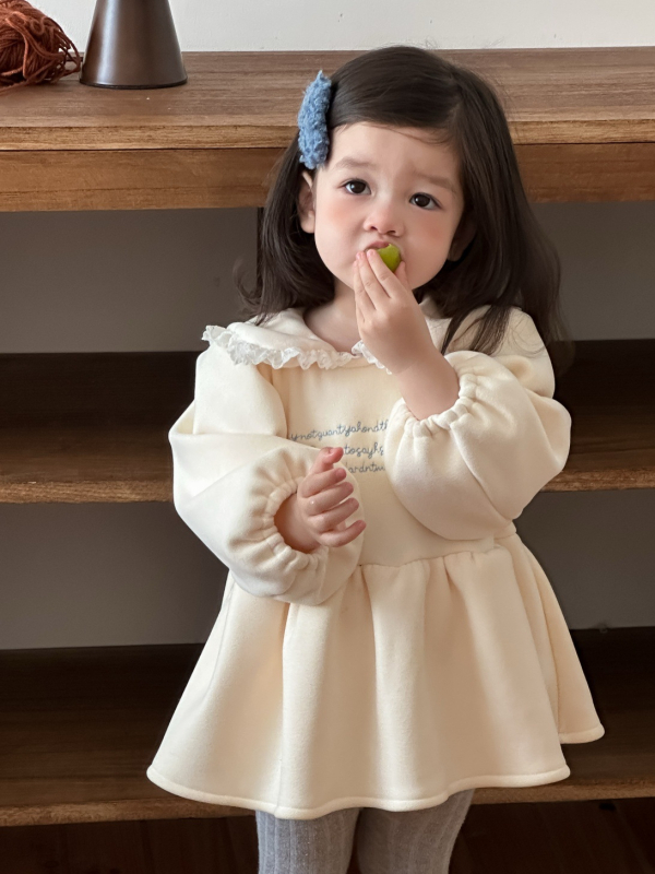 Rochie-romper în stil coreean pentru fetițe, 95% bumbac, material gros, mâneci lungi, stil pulover, iarna 2025