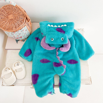 Beba dinosaurus kombinezon s kapuljom, dugi rukavi, 100% akril, zip, za bebe i djecu od 1 do 3 godine