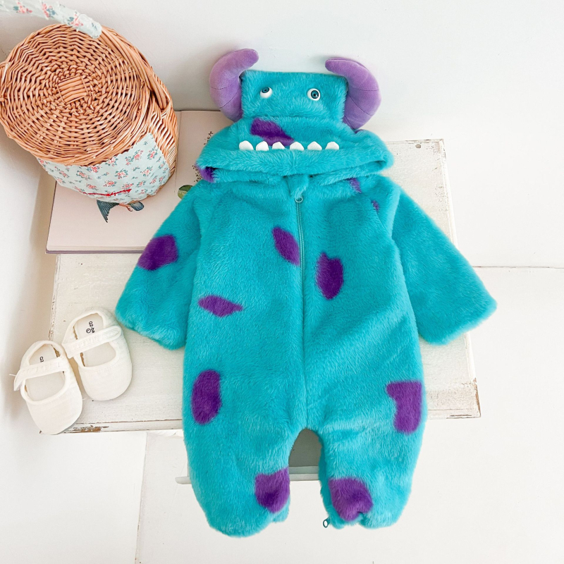 Beba dinosaurus kombinezon s kapuljom, dugi rukavi, 100% akril, zip, za bebe i djecu od 1 do 3 godine