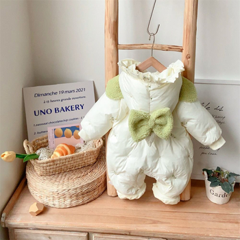 Újszülött lányok téli quiltelt overál kapucnival, hosszú ujjú, cipzáras záródás, vastag poliészter