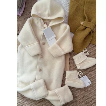 Salopetă pentru bebeluși cu mâneci lungi și glugă, corduroy, bumbac 91–95%, unisex