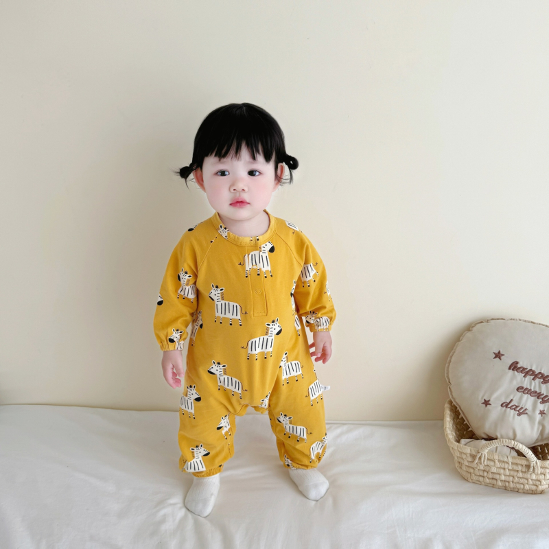 Újszülött pamut overál hosszú ujjú, uniszex, 95% pamut, tavasz–ősz