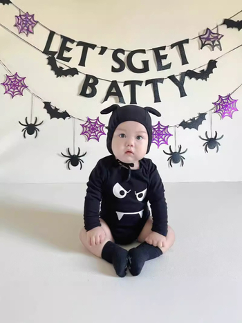 Salopetă pentru bebeluși cu motiv diavol, 95% bumbac, mâneci lungi, glugă detașabilă, închidere de tip pulover, pentru nou-născuți 0–12 luni, primăvară-toamnă