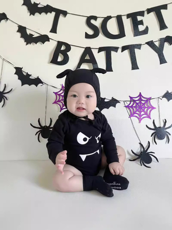 Salopetă pentru bebeluși cu motiv diavol, 95% bumbac, mâneci lungi, glugă detașabilă, închidere de tip pulover, pentru nou-născuți 0–12 luni, primăvară-toamnă