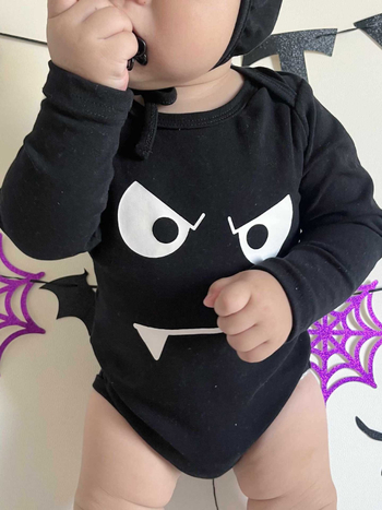 Salopetă pentru bebeluși cu motiv diavol, 95% bumbac, mâneci lungi, glugă detașabilă, închidere de tip pulover, pentru nou-născuți 0–12 luni, primăvară-toamnă