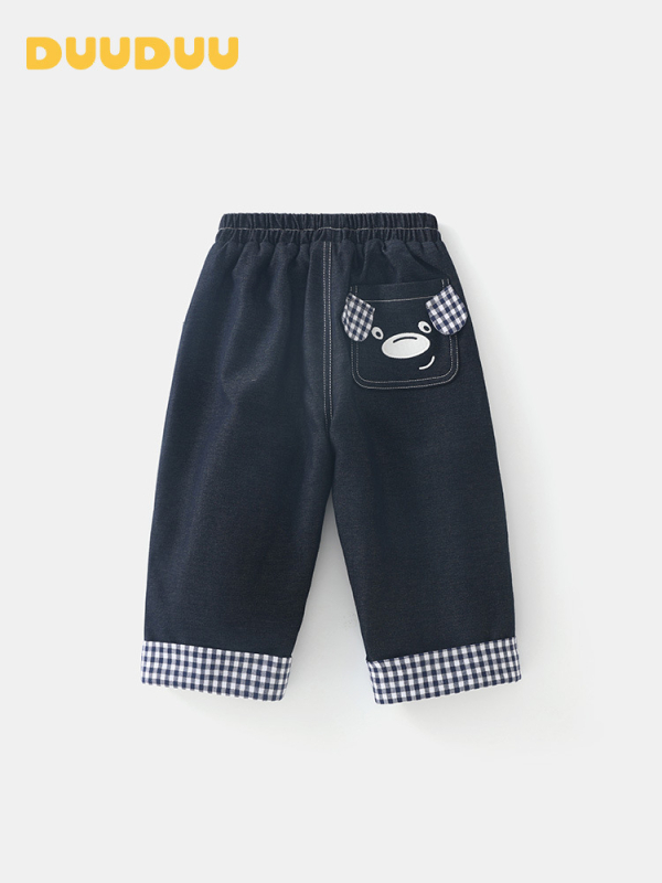 Duuduu Pantaloni pentru copii - Stil coreean, Casual, cu fleece, Unisex pentru sugari și copii mici (1–3 ani), Iarna 2025, Amestec poliester (80,5% poliester, 18,4% viscoză, 1,1% spandex)