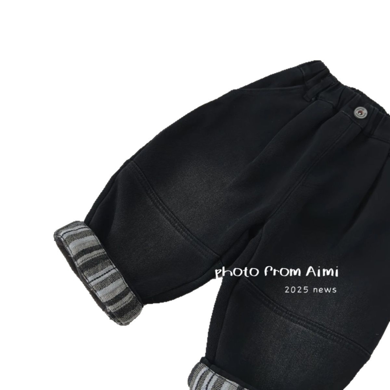 Jeansi pentru copii din denim cu căptușeală fleece, croială dreaptă, talie medie, 80% bumbac, atingere moale