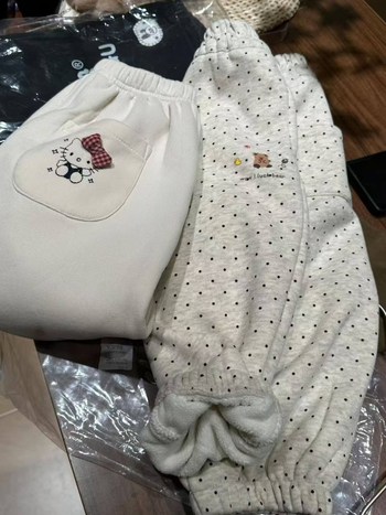 Pantaloni trening pentru fete, cu căptușeală fleece, imprimeu cu buline, 50% bumbac, stil coreean de bază, talie medie cu elastic