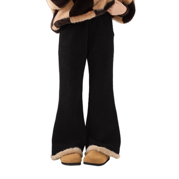 Pantaloni evazați din velur pentru fetițe, talie elastică, iarnă, pentru copii de peste 8 ani