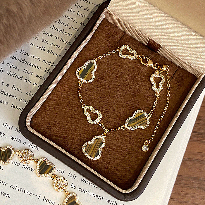 Brățară pentru femei în stil franțuzesc, formă gutuie-inimă, stea cu opt colțuri, plină cu diamante, placare cu aur, design Maillard