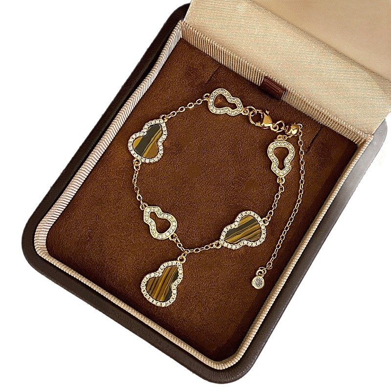 Brățară pentru femei în stil franțuzesc, formă gutuie-inimă, stea cu opt colțuri, plină cu diamante, placare cu aur, design Maillard