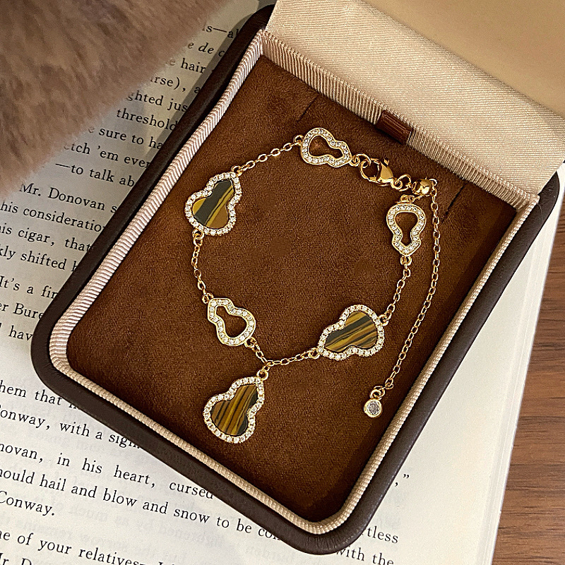 Brățară pentru femei în stil franțuzesc, formă gutuie-inimă, stea cu opt colțuri, plină cu diamante, placare cu aur, design Maillard