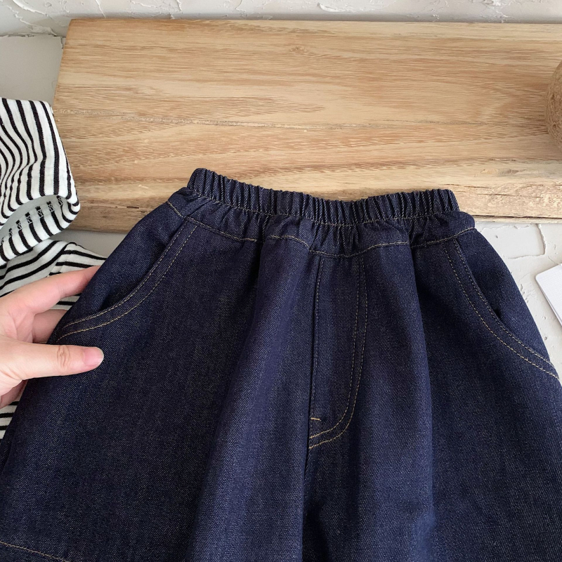 Jeansi pentru copii iarnă – unisex, stil coreean casual, cu căptușeală din fleece, fibre din celuloză regenerată, 58,6% bumbac