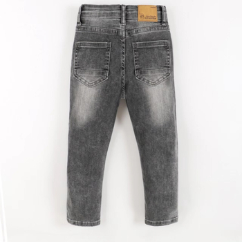 Blugi pentru copii de sex masculin din denim, 80% bumbac, talie înaltă, finisaj periat, protecție UV, spălare cu enzime (Primăvară)