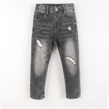 Blugi pentru copii de sex masculin din denim, 80% bumbac, talie înaltă, finisaj periat, protecție UV, spălare cu enzime (Primăvară)